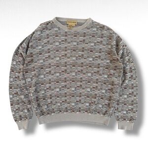 Vintage Tricots St Raphael Sweater Size Large Tan Silk Cashmere Striped Grandpa